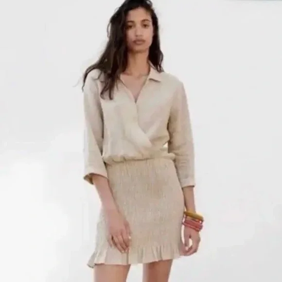 NEW Zara Linen Dress with Ruffle Hem - Picture 1 of 9